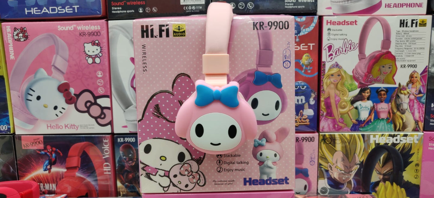 KR-9900 Cartoon Style Stereo Wireless Headphones – Fun, High-Quality Sound!