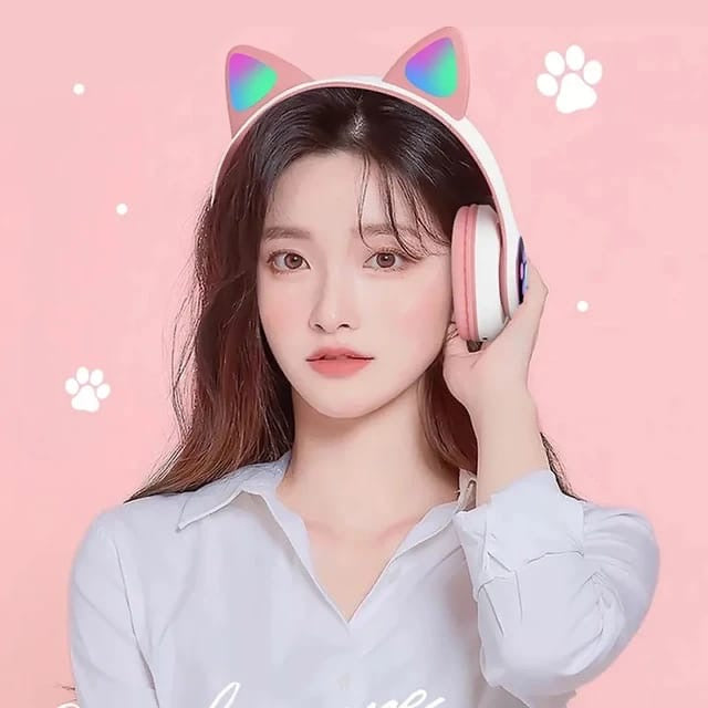 STN-28 Pro Wireless Headphones with RGB Cat Ears - Stylish & Fun Bluetooth Headset