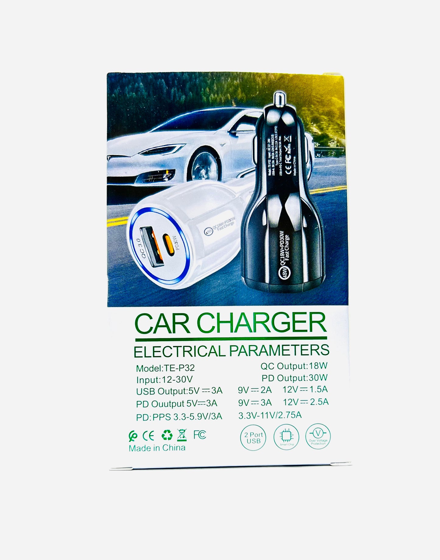 QC18W + PD30W Dual Port Car Fast Charger - Rapid Charging for All Devices