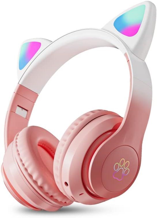 STN-28 Pro Wireless Headphones with RGB Cat Ears - Stylish & Fun Bluetooth Headset