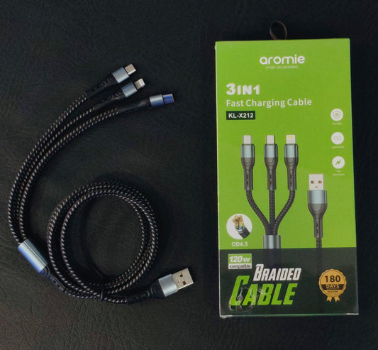 Aromie 3-in-1 Multi-Functional Fast Charging Cable 