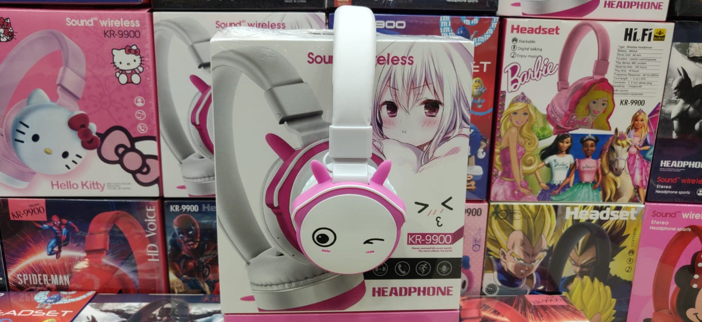 KR-9900 Cartoon Style Stereo Wireless Headphones – Fun, High-Quality Sound!